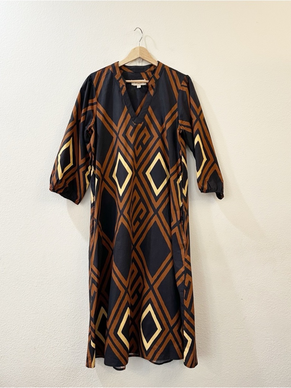 Porridge Anthropologie Women's Mireil V Neck Cotton Midi Dress Size Medium - Picture 4 of 11